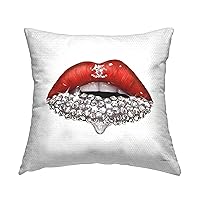 Stupell Industries Chic Red Lip Portrait Women's Fashion Sparkle Outdoor Printed Pillow, 18 x 18