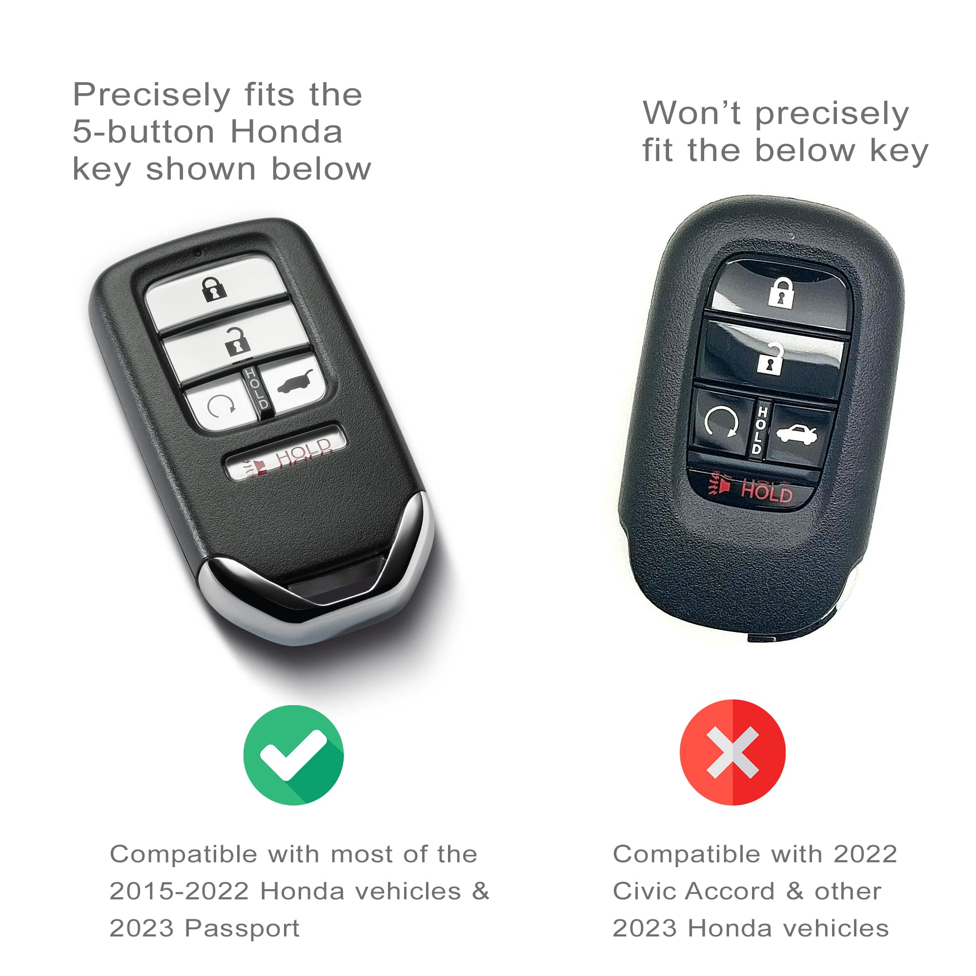 Autobase Silicone Key Fob Cover for Honda Accord Civic CR-V CRV Pilot Passport Insight EX EX-L Touring | Car Accessory | Key Protection Case - 2 Pcs (Black)