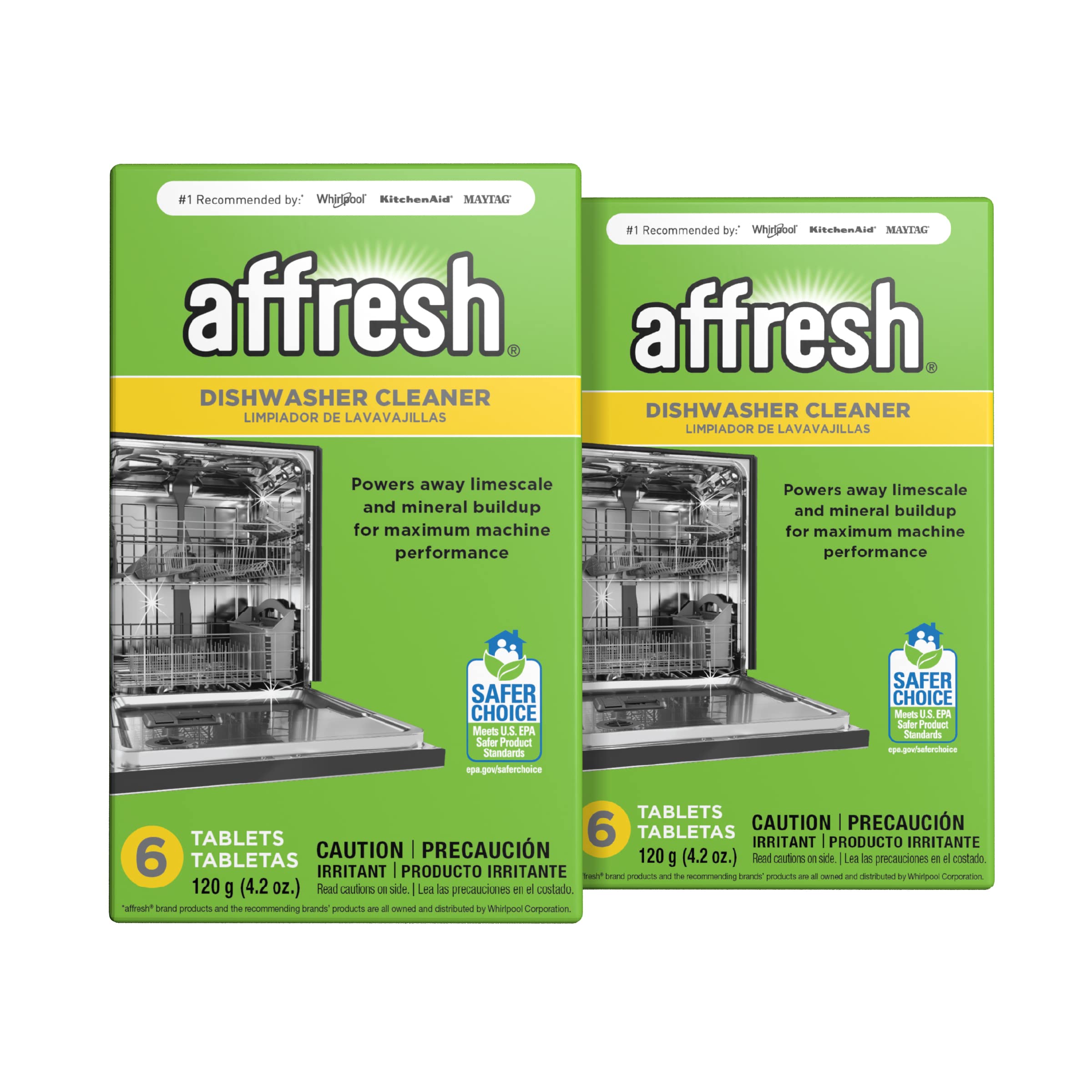 Affresh Dishwasher Cleaner, Helps Remove Limescale and Odor-Causing Residue, 6 Count (Pack of 2)