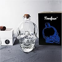 Skull Decanter Lead-free Glass With Cork Stopper - Halloween Decor Whiskey Decanter for Liquor, Vodka, Wine, Bourbon Christmas Gifts For Men Dad and Women (750ML)