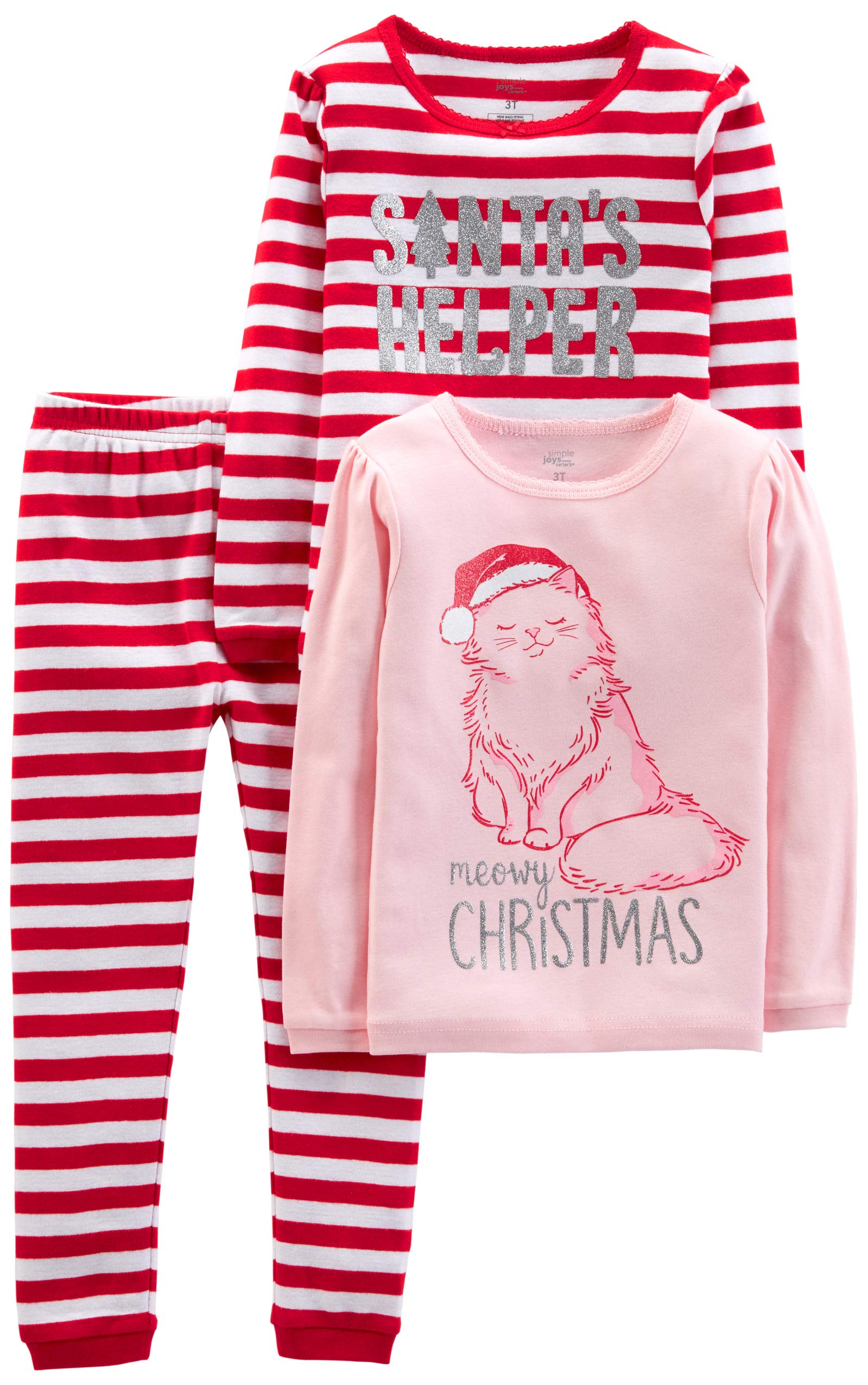 Simple Joys by Carter's Unisex Babies, Toddlers and Kids' 3-Piece Snug-Fit Cotton Christmas Pajama Set