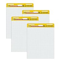 Post-it Super Sticky Easel Pad, Great for Virtual Teachers and Students, 25 x30 Inches, White with Grid, 30 Sheets/Pad, 4 Pads/Pack (560 VAD 4PK)