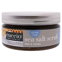 Naturale Sea Salt Scrub - Extra Fine - Gently Exfoliates To Remove Dead Skin Cells - Leaves Skin Supple, Radiant And Youthful Looking - Paraben And Cruelty Free - Milk And Honey - 8 Oz