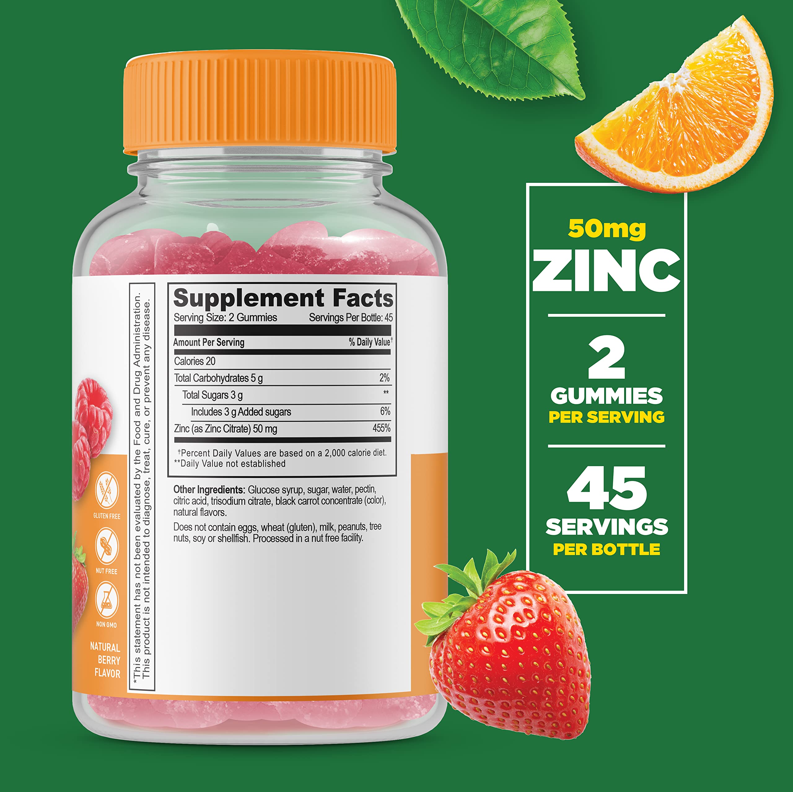 Lifeable Zinc 50mg + Vitamin C 750mg, Gummies Bundle - Great Tasting, Vitamin Supplement, Gluten Free, GMO Free, Chewable Gummy