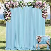 MYSKY HOME 10ft x 10ft Curtains Light Blue Backdrop Curtains for Parties Wedding Curtains Stage Curtains Rod Pocket Sliding Drapes Backdrop Curtains for Baby Showers, Birthday, 5ft x 10ft, 2 Panels