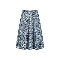 Milumia Girl's Summer Boho Ditsy Floral High Waisted A Line Midi Skirt Flowy Long Skirt