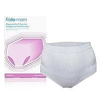 Frida Mom Postpartum Disposable Underwear, 100% Cotton, Microfiber, High Waist C-Section Underwear (8ct)