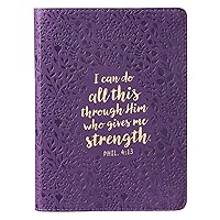 Christian Art Gifts Classic Handy-sized Journal All This Through Him Philippians 4:13 Bible Verse w/Ribbon Inspirational Scripture Notebook w/Ribbon, ... Flexcover 240 Ruled Pages, 5.7