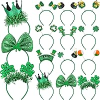 24 Pcs St. Patrick's Day Headbands St Patricks Day Head Boppers Irish Green Shamrock Clover Headpiece Accessories for Kids Adults St Patrick Party Favors, 12 Styles