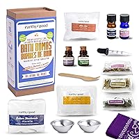 Earthy Good DIY Bath Bomb Kit With Organic Ingredients 100% Natural Includes: Essential Oils, Dried Rose, Chamomile & Lavender, Molds, Guide & More- Includes Furoshiki Cloth- Makes 10 Mini Bath Bombs