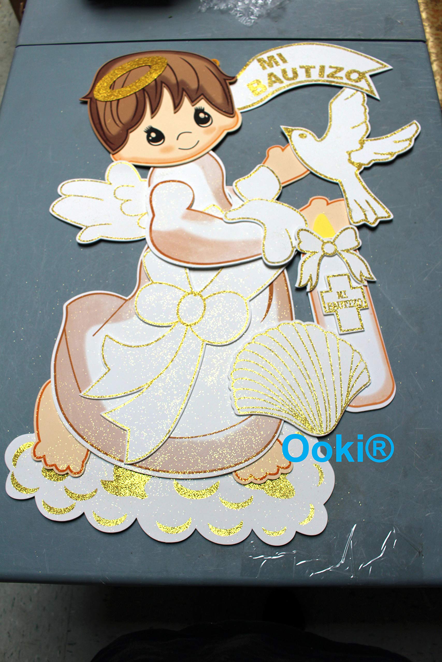 Silver Gold Halo Mi Bautizo Angel Wings Baby Figure Dove Cross Boy Girl 30