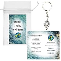 Smiling Wisdom - 20 Bulk Gifts - You Make A World of Difference - Employee Mini Appreciation Greeting Cards and Keepsake Gift Sets - 60 Pieces (Silver Globe)