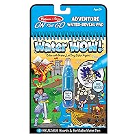 Melissa & Doug On The Go Water Wow! Reusable Water-Reveal Activity Pad – Adventure - - Party Favors, Stocking Stuffers, Travel Toys For Toddlers, Mess Free Coloring Books For Kids Ages 3+