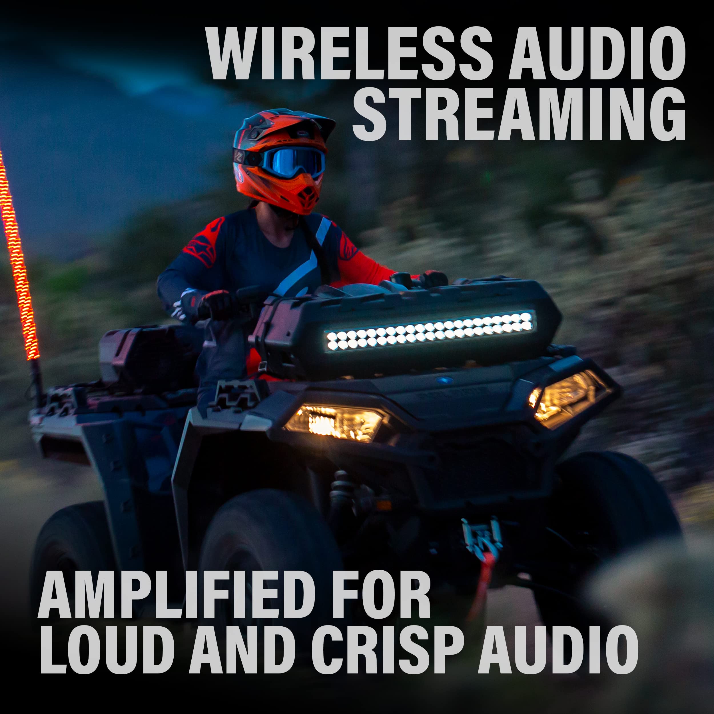 BOSS Audio Systems ATV95LRGB ATV UTV Weatherproof Sound System - 8 Inch Speakers, 1.5 Inch Tweeters, Amplified, Bluetooth Remote, LED Light Bar, Storage Compartment, Easy Installation for 12V Vehicles