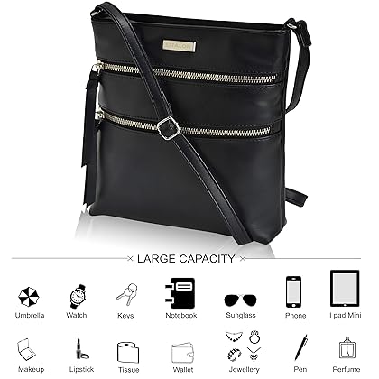 ESTALON Leather Crossbody Purse for Women- Small Crossover Long Over the Shoulder Sling Womens Purses and Handbags