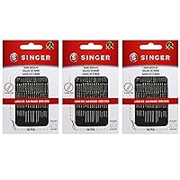 SINGER 50ct Assorted Large Eye Needles for Hand Sewing, Self-Threading Sewing Needles, 6 Sizes