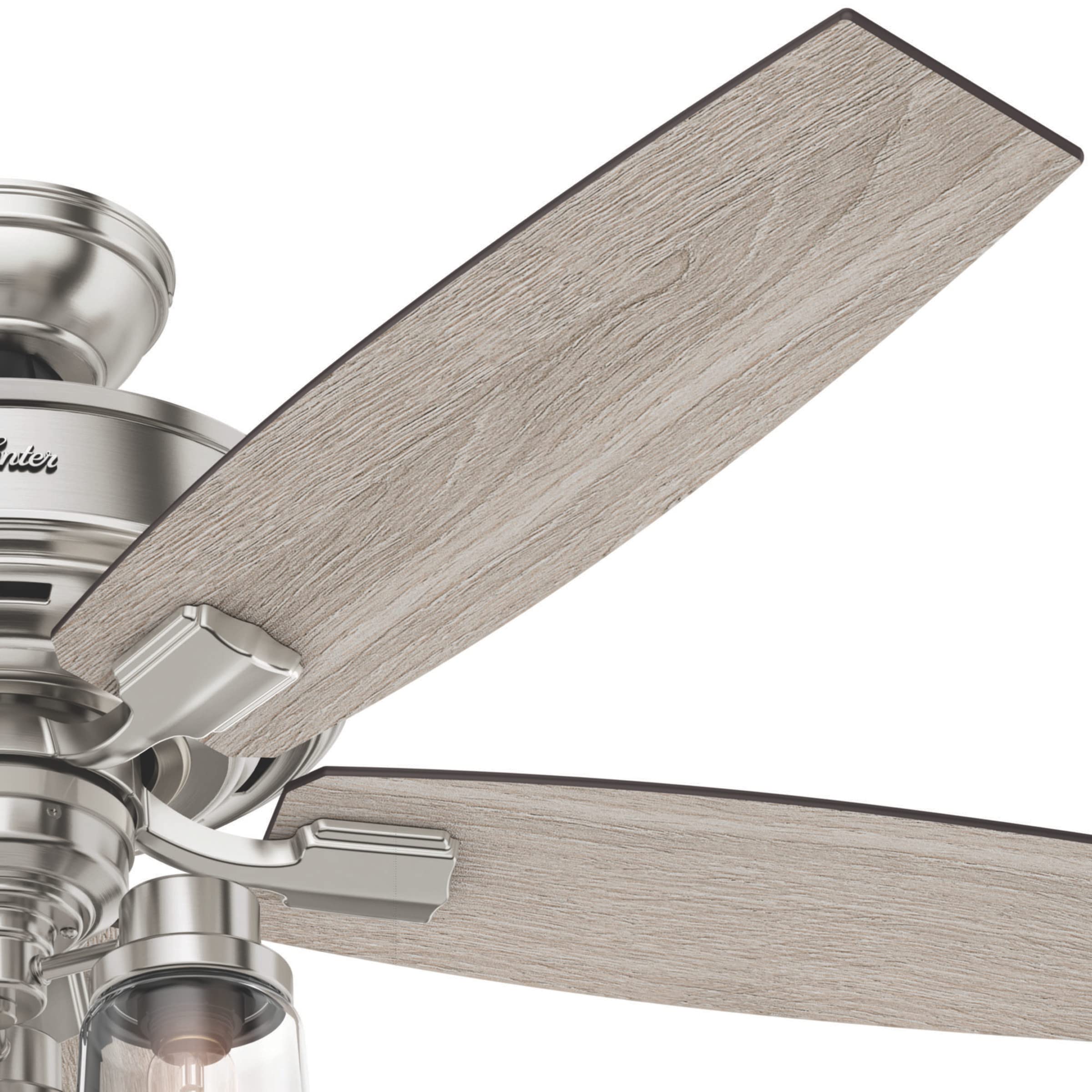 Hunter Fan Company, 54190, 52 inch Bennett Brushed Nickel Ceiling Fan with LED Light Kit and Handheld Remote