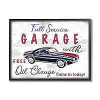 Vintage Rustic Full Service Garage Sign Sports Car, Designed by Elizabeth Tyndall Black Framed Wall Art, 11 x 14, Grey