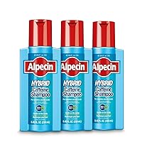 Alpecin Hybrid Caffeine Shampoo for Men with Dry, Itchy, Sensitive Scalps Moisturizes Thinning Hair Natural Hair Growth, 8.45 fl. oz., Pack of 3