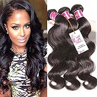 UNice Hair 20 22 24 inches Brazilian Body Wave Human Hair Weave 3 Bundles, Unprocessed Virgin Brazilian Body Wave Hair Weft Extensions Natural Color