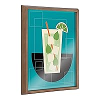 Blake Mojito Framed Printed Glass Wall Art by Amber Leaders, 16x20 Gold, Cute Bar Art For Wall