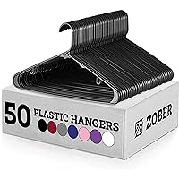 ZOBER Clothes Hangers - Black, Plastic Hangers 50 Pack for Shirts, Dresses, and Pants - Durable, Flexible Plastic Clothing Hangers