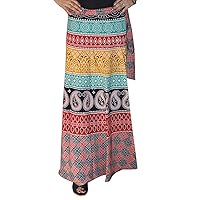 Marusthali Wrap Skirt Printed Cotton Gypsy Sarong Wrap Around Skirt Long Wraparound Skirts Red