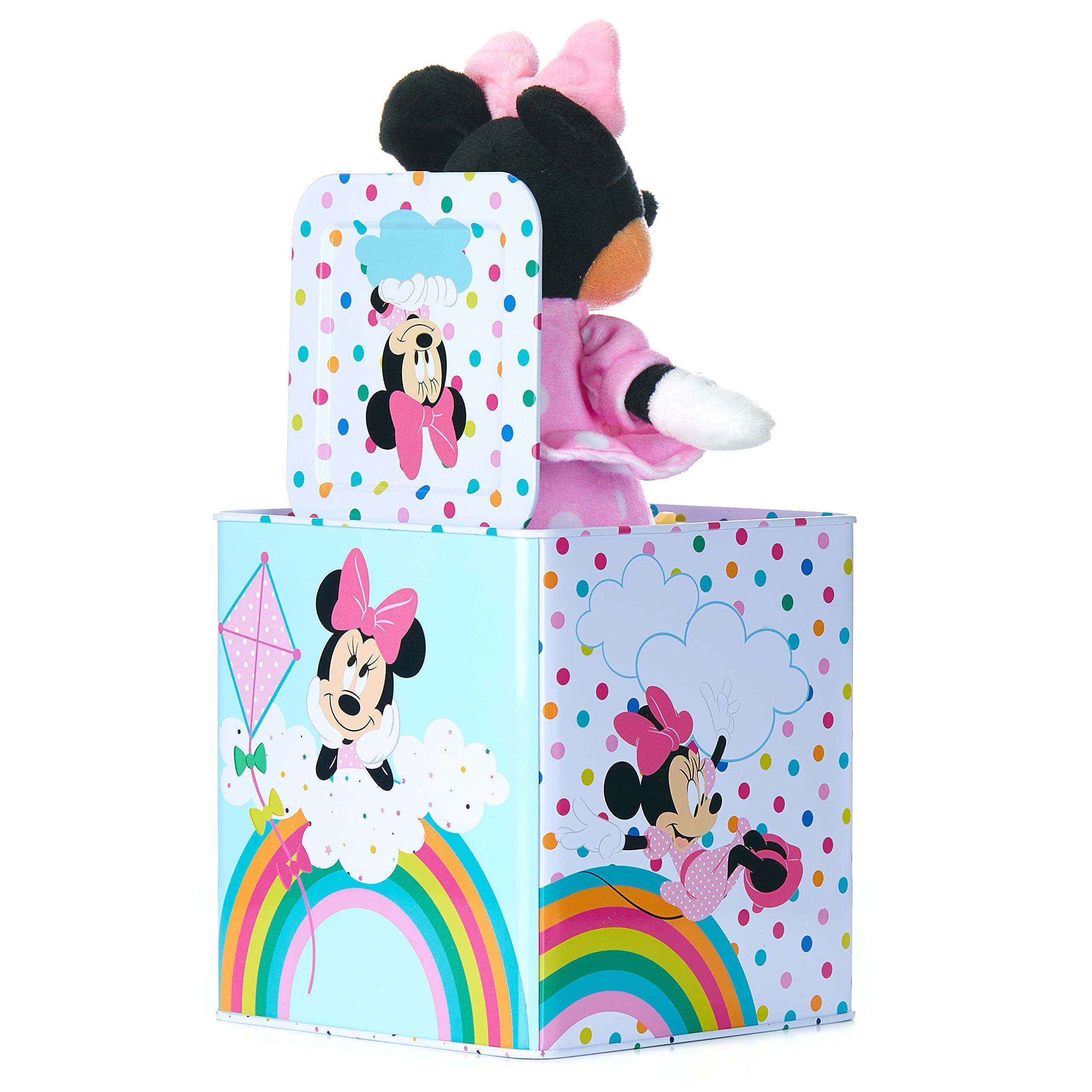 KIDS PREFERRED Disney Baby Minnie Mouse Jack in The Box Musical Toys for Babies and Toddlers, Plays “Somewhere Over The Rainbow” Minnie Springs Out from A Colorful Box, Pink