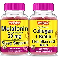 Melatonin 20mg + Collagen+Biotin, Gummies Bundle - Great Tasting, Vitamin Supplement, Gluten Free, GMO Free, Chewable Gummy