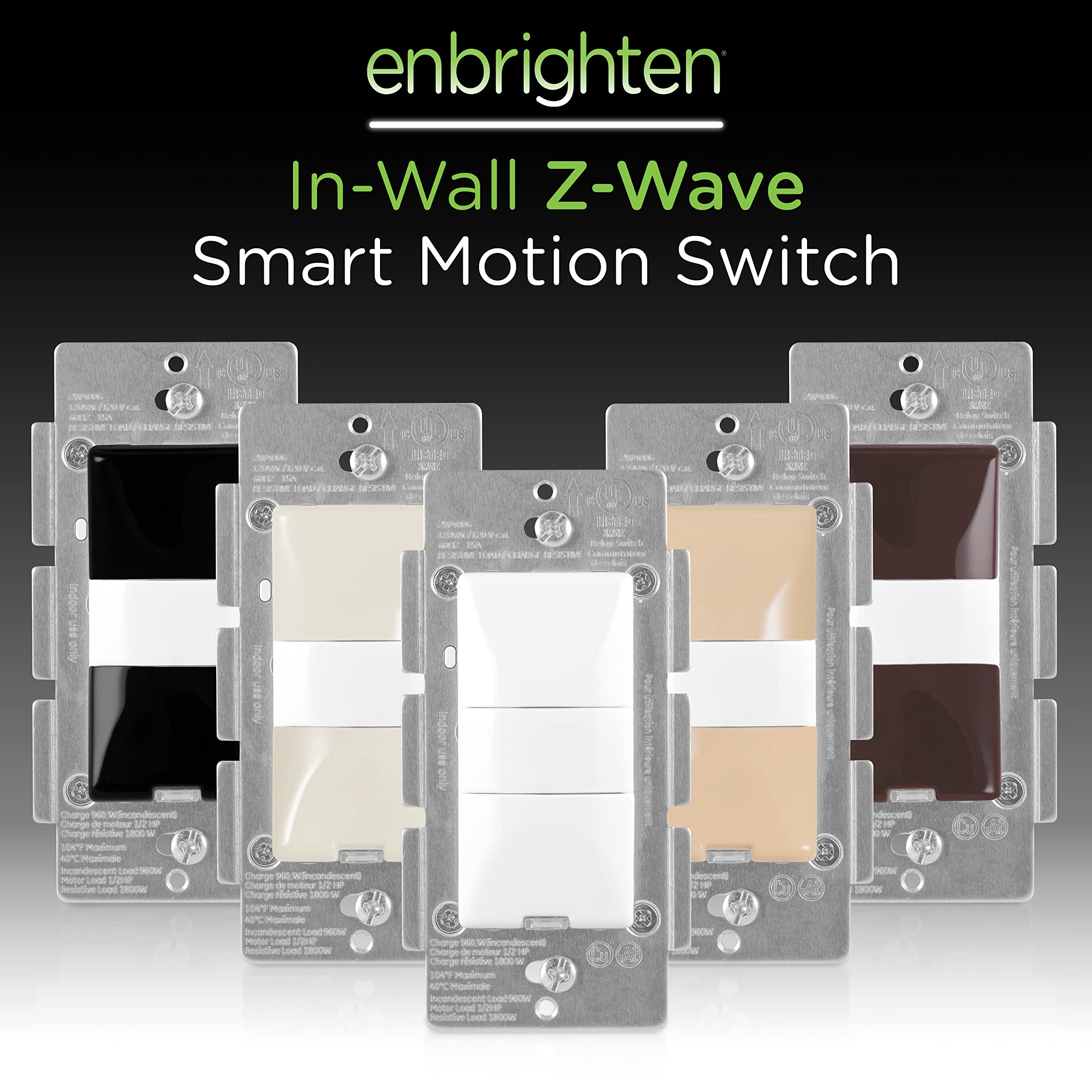 Enbrighten Z-Wave Smart Motion Sensor Light Indoor, On/Off, Vacancy/Occupancy Sensor, Includes White & Almond, Zwave Hub Required, Works with SmartThings, Wink, & Alexa, Smart Light Switch, 26931