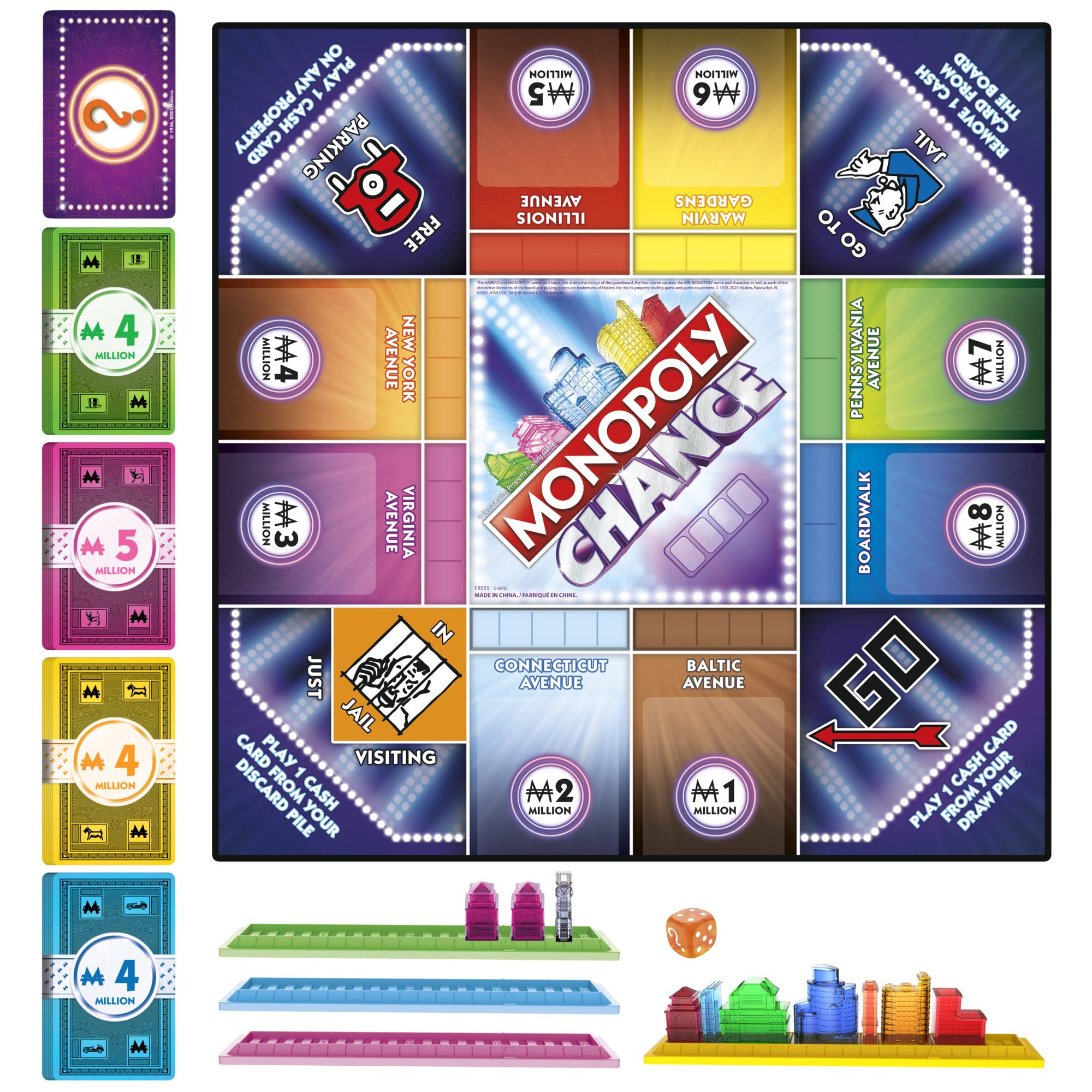 Monopoly Chance Board Game for Adults and Kids | Fast-Paced Family Party Game | Ages 8+ | 2-4 Players | 20 Mins. Average
