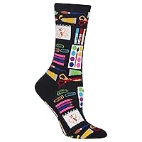 Hot Sox Womens Art Supplies Socks, Black, 1 Pair, Womens Shoe Size 4-10