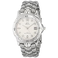 Gino Franco Round Stainless Steel Watch - Rotating Bezel, Luminous Markers and Bracelet