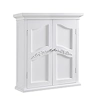 Teamson Home Versailles 22.01 in. x 23.74 in. 2-Door Removable Wall Cabinet with Interior Adjustable Shelves for Storage Solutions in Bathrooms, Kitchens, Laundry Rooms, Home Offices, White