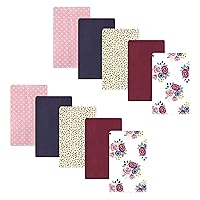 Hudson Baby Unisex Baby Cotton Flannel Burp Cloths, Blush Navy Floral 10-Pack, One Size