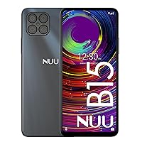 NUU B15 Unlocked Android Cell Phone, Dual SIM 4G, 6.78'' Full HD+ Display, 90Hz, Quad-Camera 48 MP, 4GB + 128GB, 5000 mAh, 18W Fast Charge, Black, US Warranty & Hotline Support
