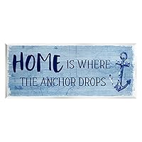 Stupell Industries Home Is Where Anchor Drops Nautical Beach Phrase Wood Wall Art, Design By Susan Jill