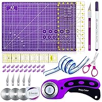 Rotary Cutter Set,Sewing Quilting Supplies,45mm Fabric Cutters,A3 Cutting Mat for Sewing,Acrylic Rulers,Scissors,Exacto Knife,Clips,Beginners Sewing Accessories,Fabric Cutter Kit