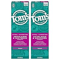 Fluoride-Free Antiplaque & Whitening Natural Toothpaste, Fennel, 5.5 oz. 2-Pack