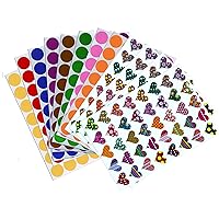 Royal Green Kids Colored Craft Stickers Dots and Metallic Hearts for Fun Games and Arts - 1936 Pack
