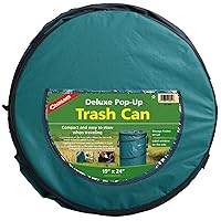 Coghlan's Deluxe Pop-Up Trash Can, Spring-loaded Collapsible Garbage Can for Camping, 24 x 19 inches, Heavy-Duty 600D Polyester, 29.5 Gallon, Green