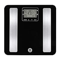 Weight Watchers Scales by Conair BathroomScale for Body Weight,Glass Digital Scale with Body Analysis Measures Body Fat, Body Water,BMI, & Bone Mass for 4 Users, Measures Weight up to 400 Lbs.in Black