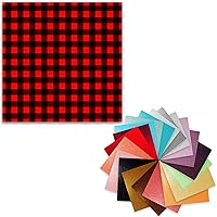 Craftopia Glitter self Adhesive Vinyl Sheets 6” x 6 “ 20 Pack Assortment Craft Vinyl & Buffalo Plaid Vinyl Self Adhesive Sheets | 3-Pack 12” x 12” | Red and Black Checkered Flannel Printed Pattern