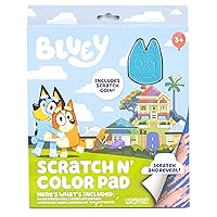Scratch ‘n Color Pad, 9-Page Activity Coloring Book, Includes Scratch Art, Stickers for Kids, Bluey Toys, On the Go Activity Playset, Bluey Toys for Toddlers 1-3, Great Gift for Kids Ages 3 & Up
