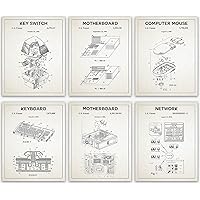 Computer Patent Art Prints, Wall Artwork - Complete Set of Computer Decor & Tech Posters - Computer Keyboard Poster etc., Classroom & Office Computer Poster (Unframed) (8 x 10)