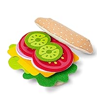 Felt Food Sandwich Play Food Set (33 pcs) - Felt Sandwich Play Set For Kids Kitchen, Pretend Play Sandwich, Felt Sandwich Toy For Toddlers Kids Ages 2+,Orange