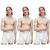 Calvin Klein Men's 3-Pack Cotton Stretch Boxer Brief, White, Large