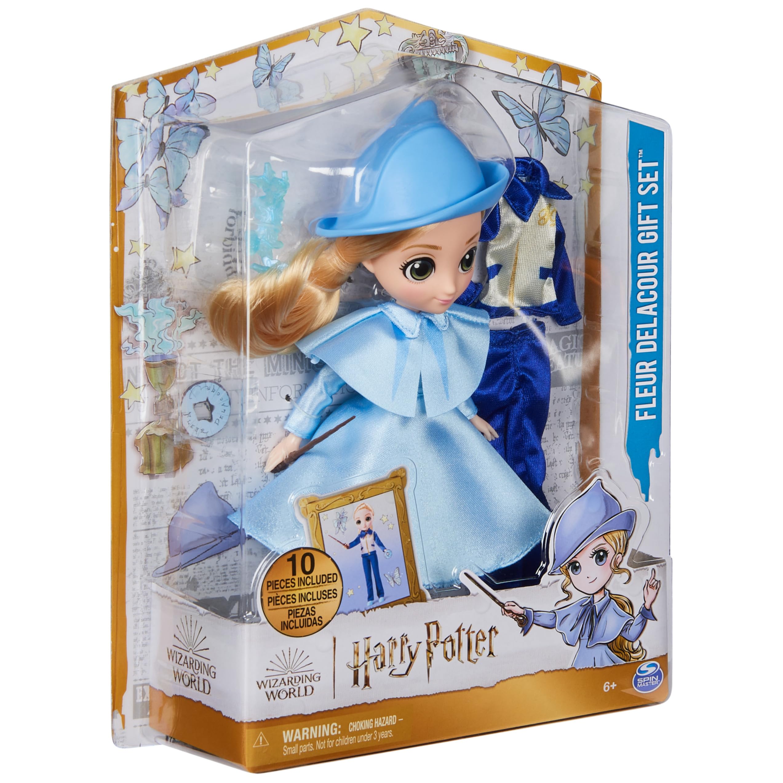 Wizarding World Harry Potter, 8-inch Fleur Delacour 10-Piece Doll Gift Set with 2 Outfits and 8 Doll Accessories, Kids Toys for Ages 6 and up