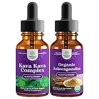 Bundle of Potent Liquid Kava Kava Drops - Calming High Concentration Kava Extract and Organic Ashwagandha Liquid Drops - Vegan Liquid Ashwagandha Root Extract for Energy Stress and Mood Support