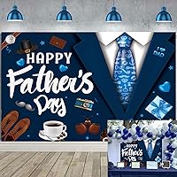 Happy Father's Day Banner Backdrop 7X5FT I Love Dad Father's Day Party Background Thank You Daddy Festival Shirt Tie Tools Fathers Day Photography Backdrop (82x59inch)